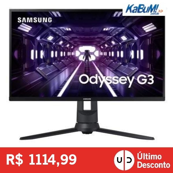 Monitor Gamer Samsung Odyssey G3 27 LED Full HD, 165 Hz, 1ms, HDMI/DisplayPort, FreeSync Premium, Ajuste de Altura, Preto - LS27AG320NLXZD