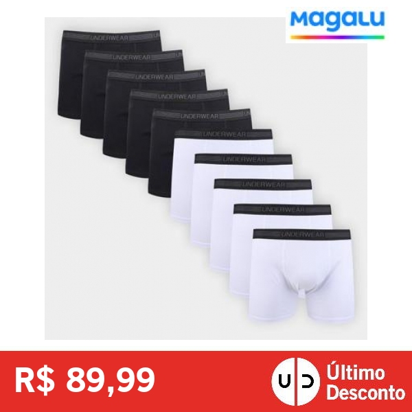 Kit Cueca Boxer Underwear C/ 10 Peças 