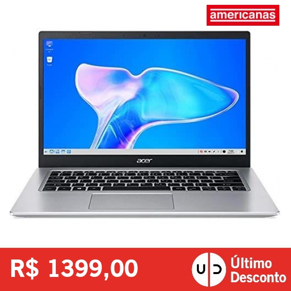Notebook Acer A514-54-324N Intel i3-1115G4 4GB 256GB Linux
