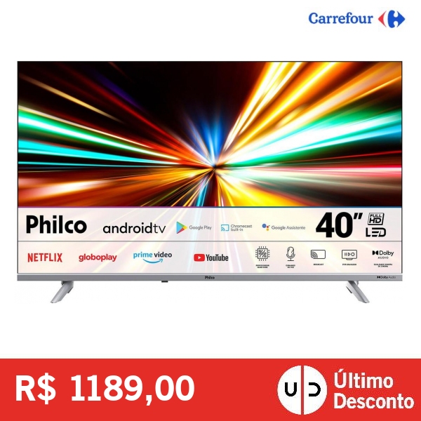 Smart TV Philco 40 Polegadas PTV40E3AAGSSBLF Full HD LED Dolby Audio Android TV
