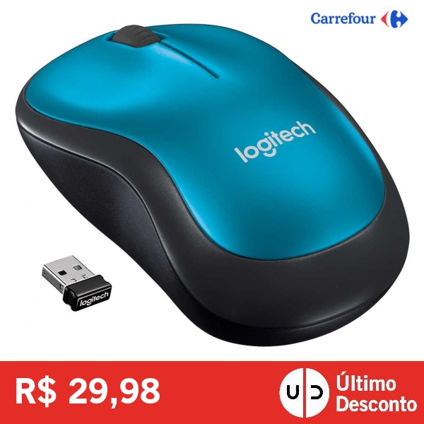 Mouse sem fio Logitech M185 com Design Ambidestro Compacto, Conexão USB e Pilha Inclusa - Azul