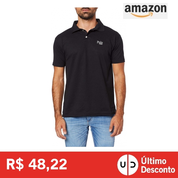 Kit com Três Camisas Polo Slim Fit Logo Brasão, Polo Match Tamanho M